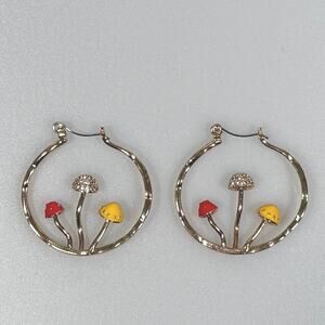 Mint & Lily Mushroom Hoop Earrings Gold PVD Stainless Steel Boho Fairycore